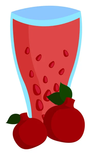 Pomegranate juice, illustration, vector on white background. — Stock Vector