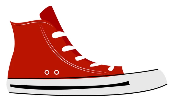 Rode sneakers, illustratie, vector op witte achtergrond. — Stockvector