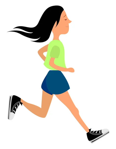 Running girl, illustration, vector on white background. — Stock Vector