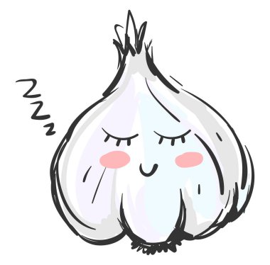 Uyuyan sarımsak, illüstrasyon, beyaz arka plan vektör.