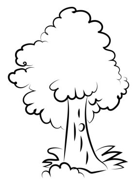 Ağaç çizimi, illüstrasyon, beyaz arka plan üzerinde vektör.