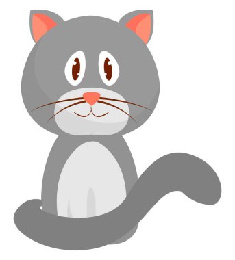 Gri kedi, illüstrasyon, beyaz arkaplan vektörü.