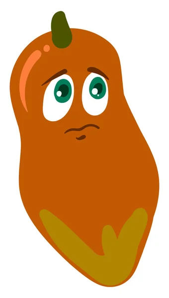 Triste papaye, illustration, vecteur sur fond blanc . — Image vectorielle