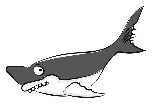 Scared shark, illustration, vector on white background. — Stock Vector