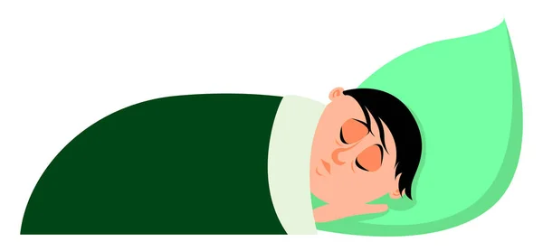 Sovande pojke, illustration, vektor på vit bakgrund. — Stock vektor