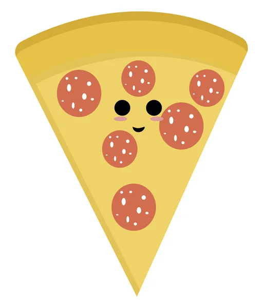 Szczęśliwy kawałek pizzy, ilustracja, wektor na białym tle. — Wektor stockowy