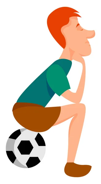 Man sitting on ball, illustration, vector on white background. — Stock Vector