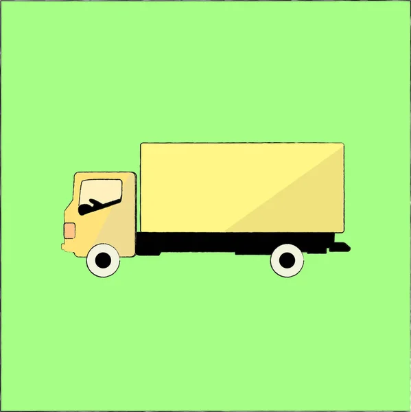 Camion jaune, illustration, vecteur sur fond blanc. — Image vectorielle