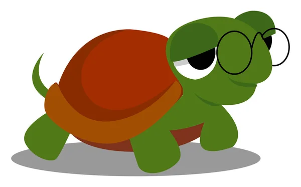 Gözlüklü kaplumbağa, illüstrasyon, beyaz arka plan üzerinde vektör. — Stok Vektör