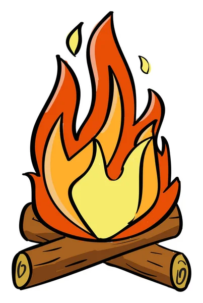 Bonfire, illustration, vector on white background. — Stock Vector