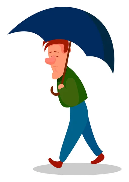 Junge mit Regenschirm, Illustration, Vektor auf weißem Hintergrund. — Stockvektor