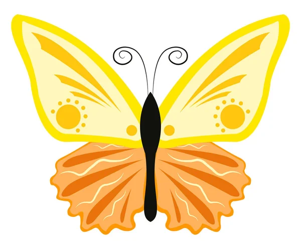 노란 나비, 그림, 흰색 배경 위의 벡터. — 스톡 벡터