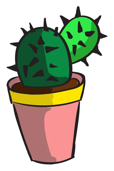 Cactus in pot, illustration, vector on white background. — Stock Vector