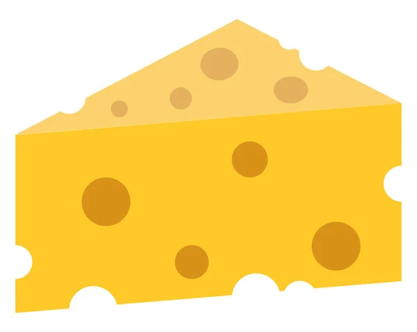 노란 치즈, 그림, 흰색 배경 위의 벡터. — 스톡 벡터