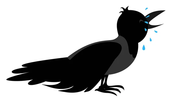 Corbeau triste, illustration, vecteur sur fond blanc . — Image vectorielle