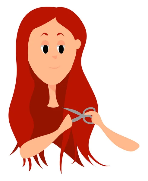Flicka med rött hår, illustration, vektor på vit bakgrund. — Stock vektor