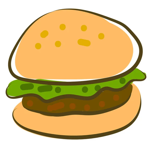 Hamburger, illustration, vector on white background. — Stock Vector
