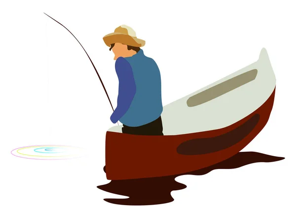 Pêcheur, illustration, vecteur sur fond blanc . — Image vectorielle