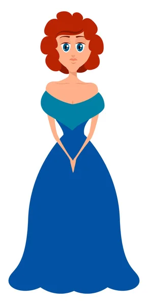 Femme en robe bleue, illustration, vecteur sur fond blanc . — Image vectorielle