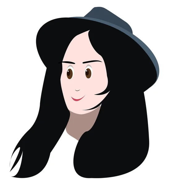 Fille avec chapeau, illustration, vecteur sur fond blanc . — Image vectorielle