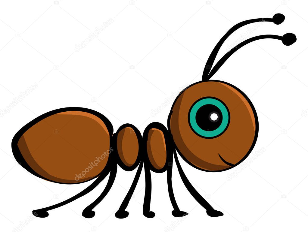 Cute ant, illustration, vector on white background.