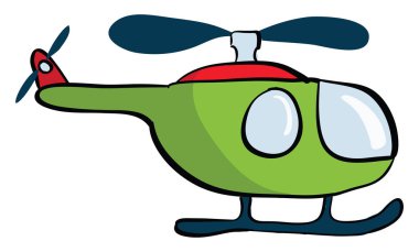 Yeşil helikopter, illüstrasyon, beyaz arka plan vektör.