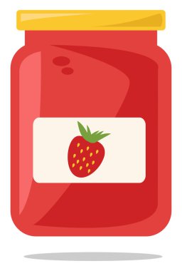 Çilek reçeli, illüstrasyon, beyaz arkaplanda vektör.