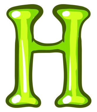 Beyaz arka planda H harfi, illüstrasyon, vektör.