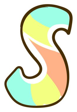 Beyaz arka planda S harfi, illüstrasyon, vektör.