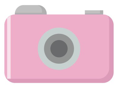 Pembe kamera, illüstrasyon, beyaz arkaplanda vektör.
