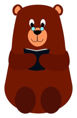 Ayı okuma, illüstrasyon, beyaz arka plan üzerinde vektör.