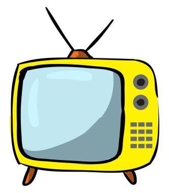 Sarı TV, illüstrasyon, beyaz arkaplanda vektör.