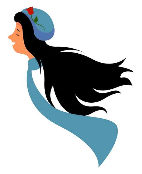 Девушка в голубой шляпе, иллюстрация, вектор на белом фоне . — стоковый вектор