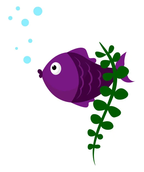 Lila vis, illustratie, vector op witte achtergrond. — Stockvector