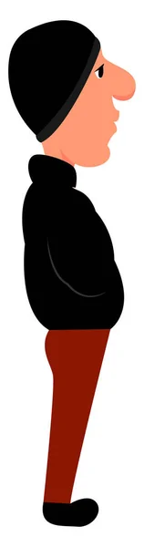 Άνθρωπος με μαύρο καπάκι, απεικόνιση, διάνυσμα σε λευκό φόντο. — Διανυσματικό Αρχείο