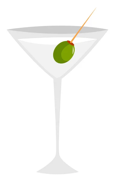Martini met Olive, illustratie, vector op witte achtergrond. — Stockvector