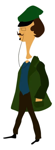 男士与绿色外套，插图，白色背景的矢量. — 图库矢量图片