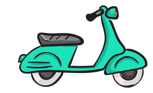 Groene scooter, illustratie, vector op witte achtergrond. — Stockvector