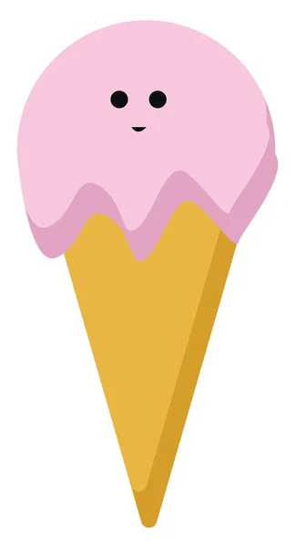 Pink ice cream, illustration, vector on white background. — Stock Vector