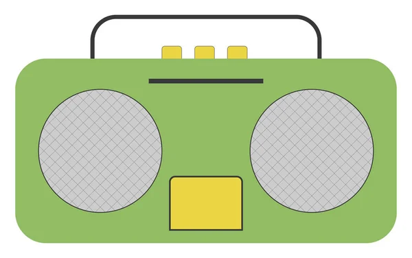 Green radio, illustration, vector on white background. — Stock Vector