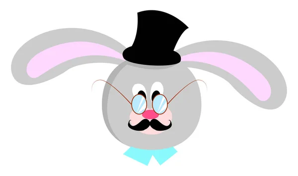 Bunny met hoed, illustratie, vector op witte achtergrond. — Stockvector