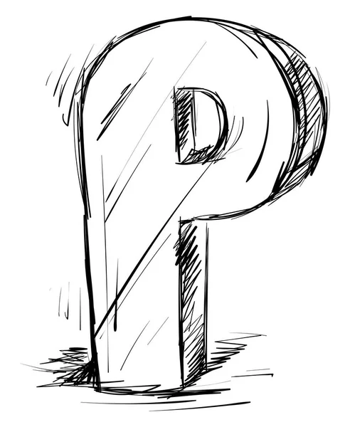 Letter P, illustration, vector on white background. — Stock Vector