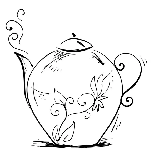 Малюнок чайника, ілюстрація, вектор на білому тлі . — стоковий вектор