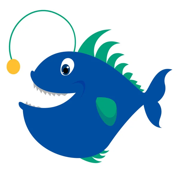 Blauer Fisch, Illustration, Vektor auf weißem Hintergrund. — Stockvektor
