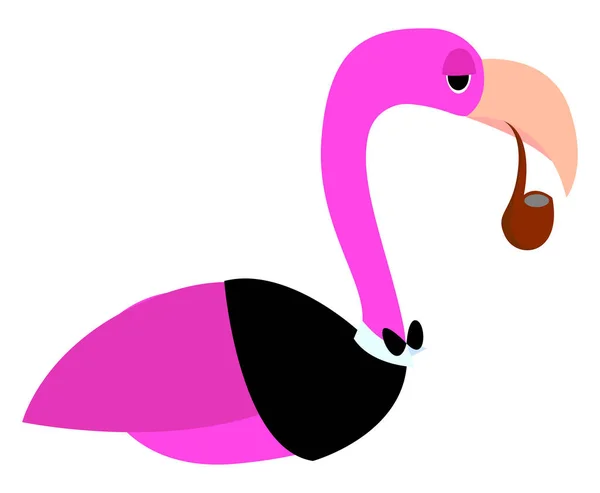 Kouření Flamingo, ilustrace, vektor na bílém pozadí. — Stockový vektor