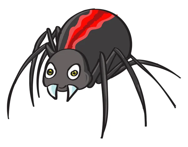 Zwarte spin, illustratie, vector op witte achtergrond. — Stockvector