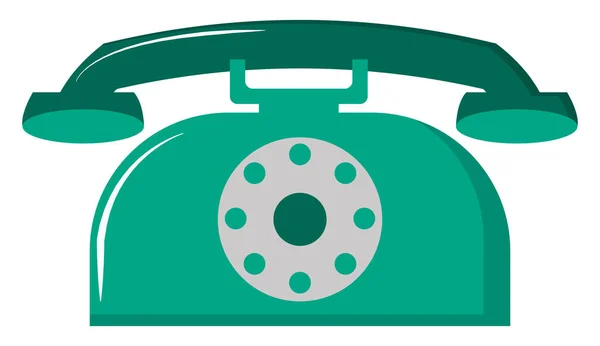 Retro groene telefoon, illustratie, vector op witte achtergrond. — Stockvector