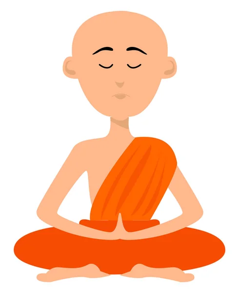 Tibetan monk, illustration, vector on white background. — Stock Vector