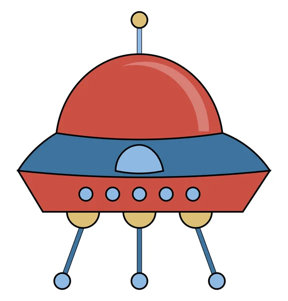 Rotes Ufo, Illustration, Vektor auf weißem Hintergrund. — Stockvektor
