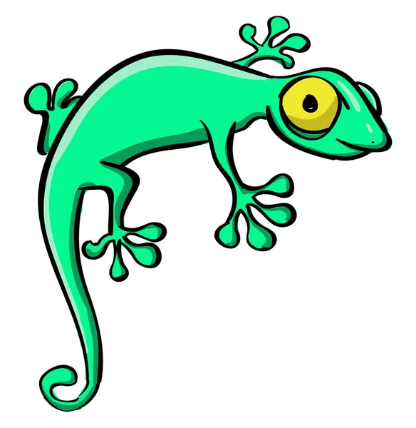 Lézard vert, illustration, vecteur sur fond blanc. — Image vectorielle